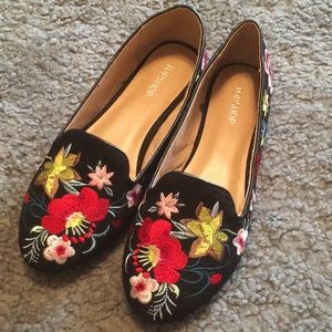 Topshop Embroidered floral flats
